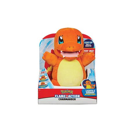 Pokémon Charmander Flame Action plush toy – official stuffed figure in box