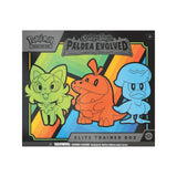 Scarlet & Violet Paldea Evolved Elite Trainer Box vsebuje 9 booster paketov, promo karto, ovitke, energijske karte in kocke
