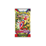 Scarlet & Violet Booster Pack vsebuje 10 kart in 1 osnovno energijo, karte se razlikujejo glede na paket.